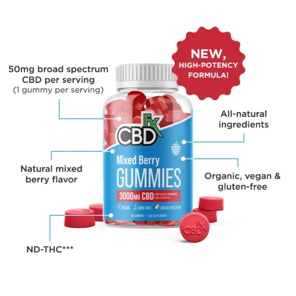CBDfx | CBD Gummies Mixed Berry | 3000mg – 60ct - Image 2